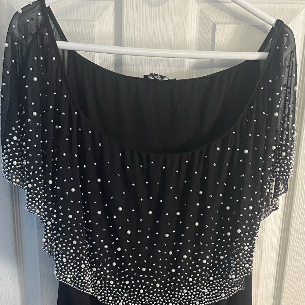 Black with Sequins Blouse - Ros & Ali - Size XL